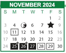 District School Academic Calendar for Tapp Program for November 2024