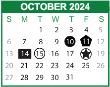 District School Academic Calendar for Jacob G. Smith Elementary School for October 2024