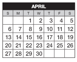 District School Academic Calendar for Campus Middle School for April 2025