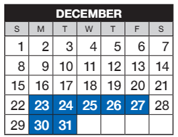 District School Academic Calendar for Belleview Elementary School for December 2024