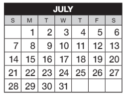 District School Academic Calendar for Sunrise Elementary School for July 2024