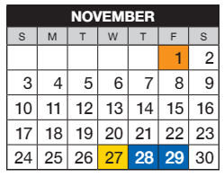 District School Academic Calendar for Sunrise Elementary School for November 2024