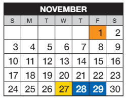 District School Academic Calendar for Campus Middle School for November 2024