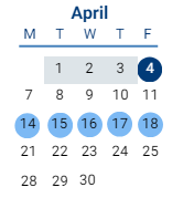 District School Academic Calendar for Cedar Road Elementary for April 2025