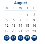 District School Academic Calendar for Camelot Elementary for August 2024