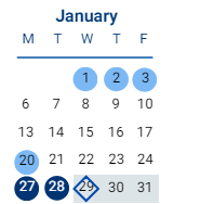 District School Academic Calendar for Camelot Elementary for January 2025