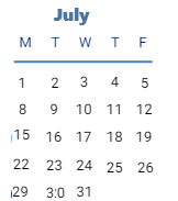District School Academic Calendar for Camelot Elementary for July 2024