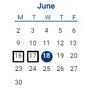 District School Academic Calendar for Camelot Elementary for June 2025