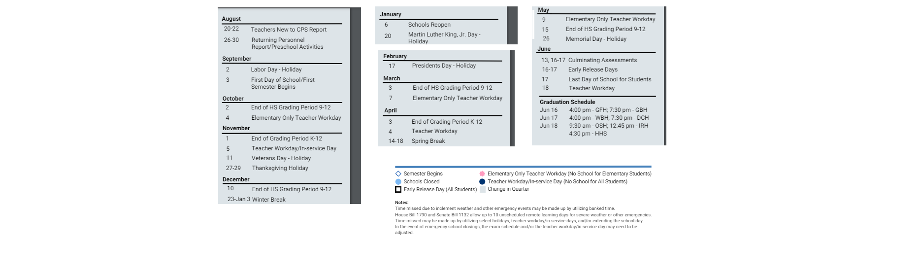 District School Academic Calendar Key for Camelot Elementary