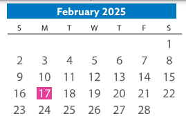 District School Academic Calendar for Woolridge Elementary for February 2025