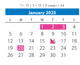 District School Academic Calendar for Woolridge Elementary for January 2025