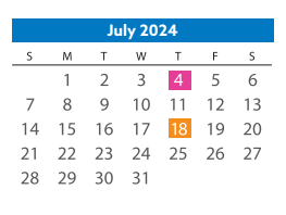 District School Academic Calendar for Robious Middle for July 2024