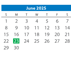 District School Academic Calendar for Falling Creek Elementary for June 2025