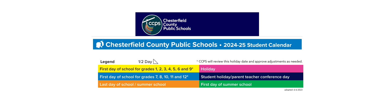 District School Academic Calendar Key for Falling Creek Elementary