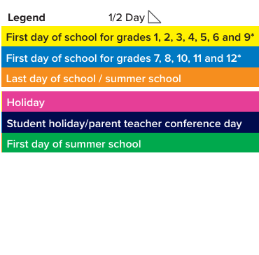 District School Academic Calendar Legend for Woolridge Elementary