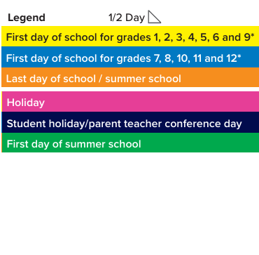 District School Academic Calendar Legend for Robious Middle