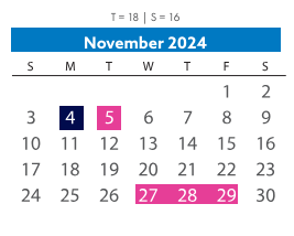 District School Academic Calendar for Woolridge Elementary for November 2024