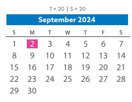 District School Academic Calendar for Woolridge Elementary for September 2024