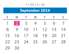 District School Academic Calendar for Robious Middle for September 2024