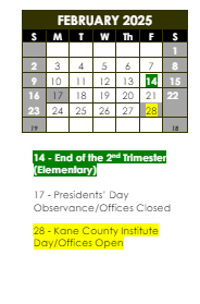 District School Academic Calendar for Ellis Middle School for February 2025