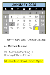 District School Academic Calendar for Spring Trail Elementary School for January 2025