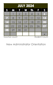 District School Academic Calendar for Eastview Middle School for July 2024