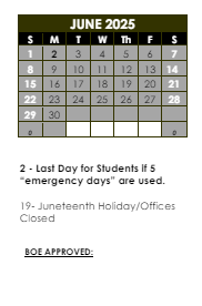 District School Academic Calendar for Mckinley Elem School for June 2025