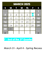 District School Academic Calendar for Tefft Middle School for March 2025