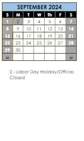 District School Academic Calendar for Lincoln Elementary School for September 2024