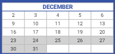 District School Academic Calendar for Prussing Elementary School for December 2024