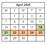 District School Academic Calendar for Chicopee High for April 2025