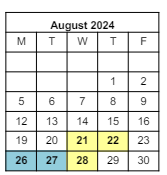 District School Academic Calendar for Chicopee High for August 2024