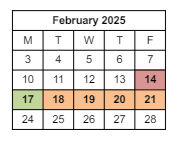District School Academic Calendar for Chicopee High for February 2025