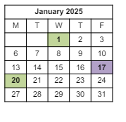 District School Academic Calendar for Chicopee High for January 2025