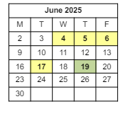 District School Academic Calendar for Chicopee High for June 2025