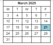 District School Academic Calendar for Chicopee High for March 2025