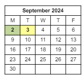 District School Academic Calendar for Chicopee High for September 2024