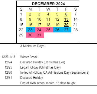 District School Academic Calendar for Finney (myrtle S.) Elementary for December 2024