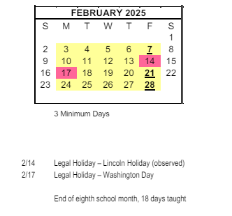 District School Academic Calendar for Arroyo Vista Charter for February 2025