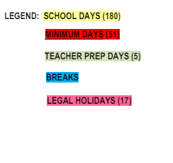 District School Academic Calendar Legend for Los Altos Elementary