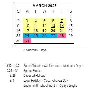 District School Academic Calendar for Cook (hazel Goes) Elementary for March 2025