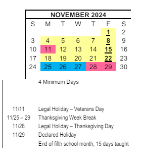 District School Academic Calendar for Casillas (joseph) Elementary for November 2024