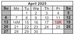 District School Academic Calendar for Parham Elementary School for April 2025