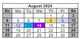 District School Academic Calendar for Midway Elementary School for August 2024