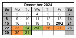 District School Academic Calendar for School For Creat & Perf Arts High School for December 2024