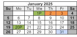 District School Academic Calendar for School For Creat & Perf Arts High School for January 2025