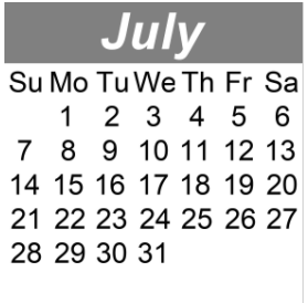 District School Academic Calendar for School For Creat & Perf Arts High School for July 2024