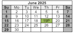 District School Academic Calendar for Parham Elementary School for June 2025