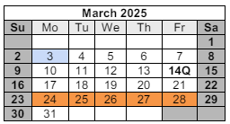 District School Academic Calendar for Parham Elementary School for March 2025