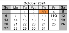 District School Academic Calendar for School For Creat & Perf Arts High School for October 2024